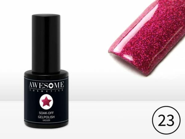 Awesome #23 Fuchsia met veel fijne glitter Gelpolish - Gellak - Gel nagellak - UV & LED