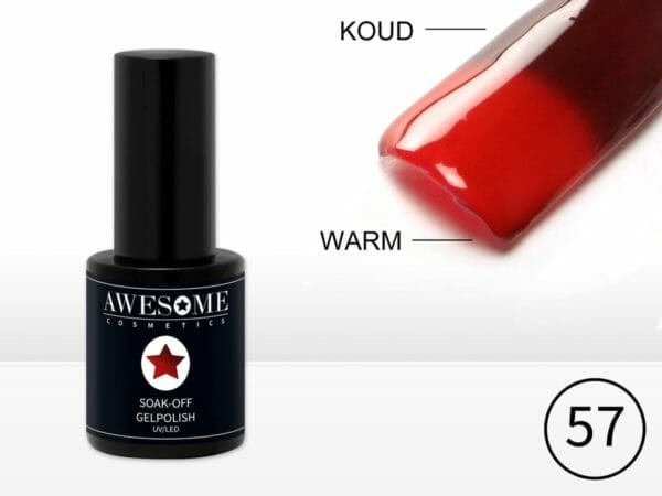 Awesome #57 thermo rood - donker rood/bordeaux gelpolish - gellak - gel nagellak - uv & led