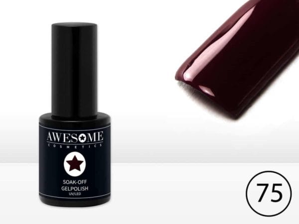 Awesome #75 donker bordeaux- rood gelpolish - gellak - gel nagellak - uv & led