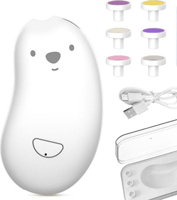 Baby nagelvijl -electrische baby nagelknipper - usb -c - 6 verschillende kopstukken - elektrische nagelvijl - baby nagelverzorging - baby nagelknipper - kinderen - baby cadeau - wit