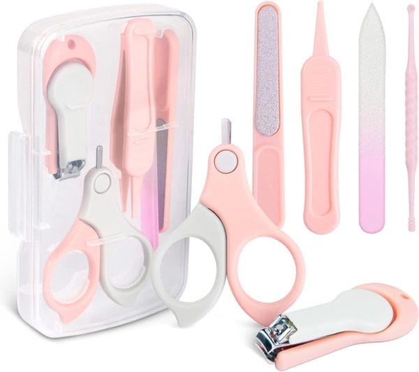 Baby nail kit, baby nail clippers, baby nail care tool, baby nail care set manicure set inclusief nagelknipper, ronde schaar, earpick, nagelvijl en pincet voor pasgeborenen, baby peuter kinderen