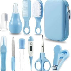 Babyverzorgingsset 15-delige babynagelverzorgingsset, babynagelvijl, babykam, borstel, vingertandenborstel, nagelknipper, schaar, neuszuiger