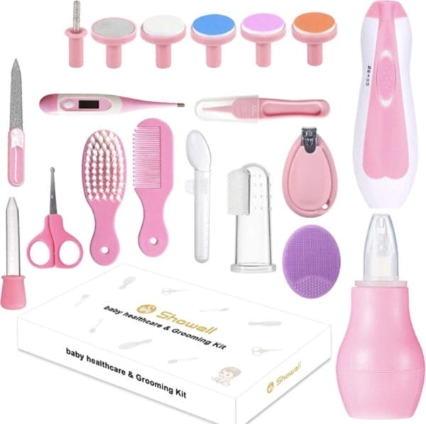 Babyverzorgingsset 20 delige set-inclusief baby nagelvijl - elektrische nagelvijl care set - baby geschenkset -newborn care set-kraamcadeau - meisje - baby - roze