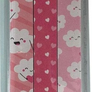 Beauty Nail file Professioneel 3 stuks Nagelvijl (vijl voor nagels voor vrouwen) - Manicure & Pedicure 3 verschillende kleuren roze/wit