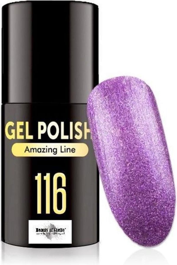 Beauty of Noelle© Top-Line Gellak 116 purple glitter 5ml - gel nagels - acrylnagels - nep nagels - manicure