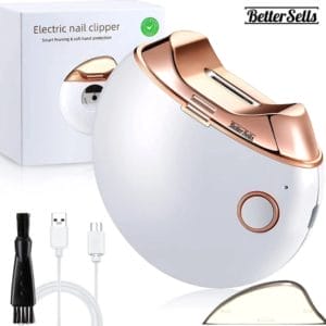 BetterSells Elektrische Nagelknipper - Trimmen en Vijlen in één -Wit -3D precieze opening Nageltrimmer - Nagelvijl - Electric Anti-splash Nail Clippers -Voor alle leeftijden