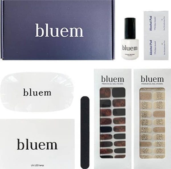 Bluem Starterbox Gel Nagellakset - Gel topcoat - Nagelsticker set - Nagelvijl - Alcohol pads - UV/LED nagel lamp - Nagellak set