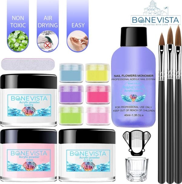 Bone Vista® Acryl Nagels Starterspakket - Wit, Roze & Transparant - Professionele Kunstnagels