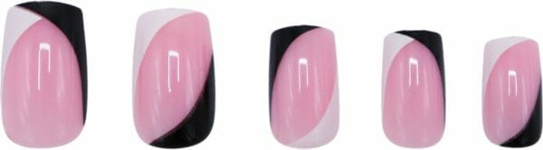 Boozyshop ® nepnagels black, white & pink - plaknagels - 24 stuks - kunstnagels - press on nails - zwart, wit & roze - manicure - nail art - plaknagels met lijm - french nails