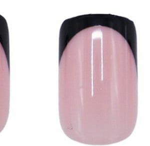 Boozyshop ® Nepnagels French Manicure Zwart - Plaknagels Black - 24 Stuks - Kunstnagels - Press On Nails - Manicure - Black & Pink - Nail Art - Plaknagels met Lijm - French Nails