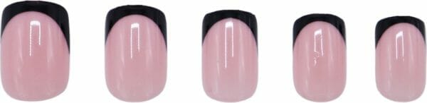 Boozyshop ® nepnagels french manicure zwart - plaknagels black - 24 stuks - kunstnagels - press on nails - manicure - black & pink - nail art - plaknagels met lijm - french nails