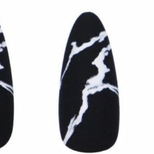 Boozyshop ® Nepnagels Marble Black - Plaknagels Zwart - 24 Stuks - Kunstnagels - Press On Nails - Manicure - Nail Art - Plaknagels met Lijm - French Nails