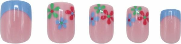 Boozyshop ® nepnagels multicolor flowers - plaknagels bloemen - 24 stuks - kunstnagels - press on nails - manicure - nail art - plaknagels met lijm - french nails