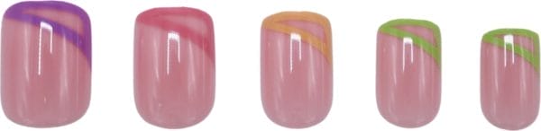 Boozyshop ® nepnagels multicolor - plaknagels triangle - 24 stuks - kunstnagels - press on nails - manicure - nail art - plaknagels met lijm - french nails
