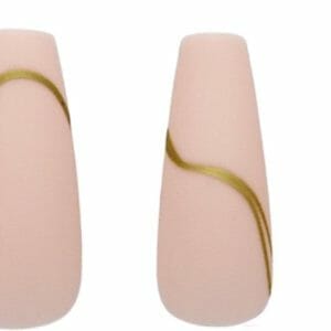 Boozyshop ® Nepnagels Nude Goldstrike - Plaknagels Nude - 24 Stuks - Kunstnagels - Press On Nails - Manicure - Goud - Nail Art - Plaknagels met Lijm - French Nails