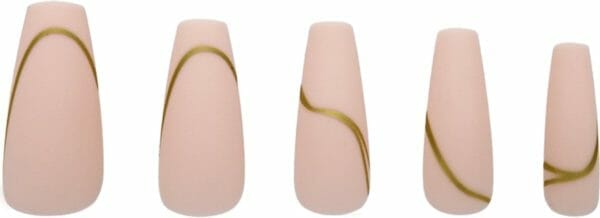 Boozyshop ® nepnagels nude goldstrike - plaknagels nude - 24 stuks - kunstnagels - press on nails - manicure - goud - nail art - plaknagels met lijm - french nails