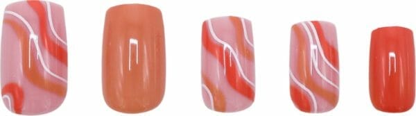 Boozyshop ® nepnagels waves orange - plaknagels oranje - 24 stuks - kunstnagels - press on nails - manicure - nail art - plaknagels met lijm - french nails