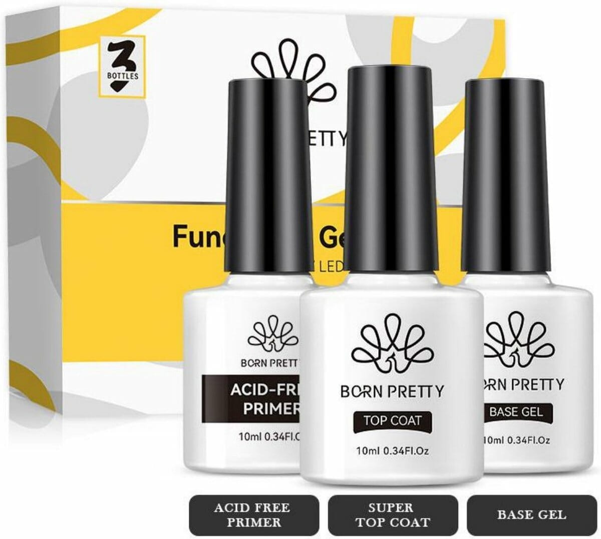 Born pretty - 3 x 10 ml - primer - basecoat - topcoat - gellak starterspakket - gellak set - gelpolish - gellak base en topcoat - acid free primer - primer - primer nagels - primer gelnagellak - primer gellak - gellak nagellak - base coat Born pretty - 3 x 10 ml - primer - basecoat - topcoat - gellak starterspakket - gellak set - gelpolish - gellak base en topcoat - acid free primer - primer - primer nagels - primer gelnagellak - primer gellak - gellak nagellak - base coat