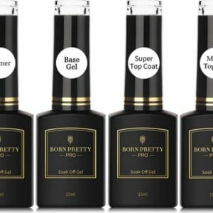Born Pretty - 4 x 15 ml - Gellak starterspakket - Gellak set - Gelpolish - Gellak base en topcoat - Primer - Primer nagels - Primer gelnagellak - Primer gellak - Basecoat - Topcoat - Matte Top coat - Matte nagellak - Matte Topcoat gellak - Base coat