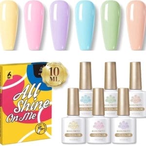 Born Pretty - 6 x 10 ml - Gellak pastelkleuren - Gelpolish - Pastel kleuren - Gellak nagellak - Gellak set - Gellak Geel - Gellak Groen - Gellak Blauw - Gellak Roze - Gellak Paars - Nagellak - Gel nagellak - Gelnagels - Gellak Pastel Set