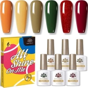 Born Pretty - 6 x 10 ml - Gellak set - Gellak nagellak - Gellak set kleuren - Gellak Rood - Gellak kleuren set - Gellak Geel - Gellak Jelly Nude - Gellak - Gellak herfst kleuren - Gellak herfst - Gellak Groen - Gellak Rood Set