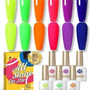 Born Pretty - 6 x 10 ml - Gellak set - Gellak nagellak - Gellak set kleuren - Gellak Roze - Gellak groen - Gellak neon - Gellak kleuren set - Gellak pink - Gellak Fluo - Gellak Neon kleuren - Gellak fluoriserend - Gellak paars - Gellak geel - Gellal