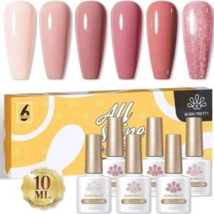 Born Pretty - 6 x 10 ml - Gellak set - Gellak nagellak - Gellak set kleuren - Gellak Roze - Gellak kleuren set - Gellak pink - Gellak Roze - Gellak - Gellak Nude kleuren - Gellak naturel - Gellak Nude Pink - Gellak Nude Set