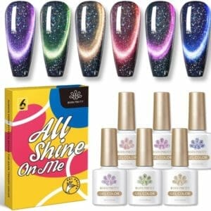 Born Pretty - 6 x 7 ml - Cat eye gellak - Cat eye nagellak - Cat eye magneet - Cat eye - Cat eye gellak set - Gellak nagellak - Gellak set - Gellak Groen - Gellak Blauw - Gellak Roze - Gellak Paars - Gellak glitter - Gel nagellak - Gellak Glitter Set