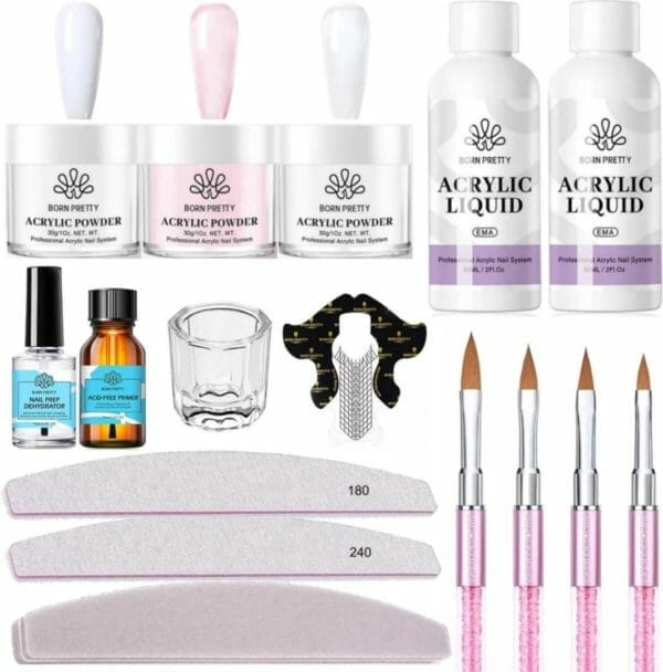 Born pretty - acrylpoeder set - acrylpoeder - acryl liquid - acryl - monomer - acryl nagels starterspakket - acrylpoeder transparant - acrylpoeder wit - acrylpoeder roze - acrylic powder - acrylic nail kit - acryl set - acryl vloeistof - acryl poeder