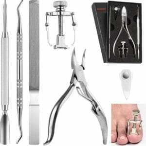 Borvat® | Nagelverzorgingsset | professionele set voor ingegroeide teennagels | 6-delig | kwalitatief hoogwaardige roestvrijstalen manicure- en pedicureset | nageltang | nagelreiniger | nagelvijl | gereedschap voor ingegroeide teennagels