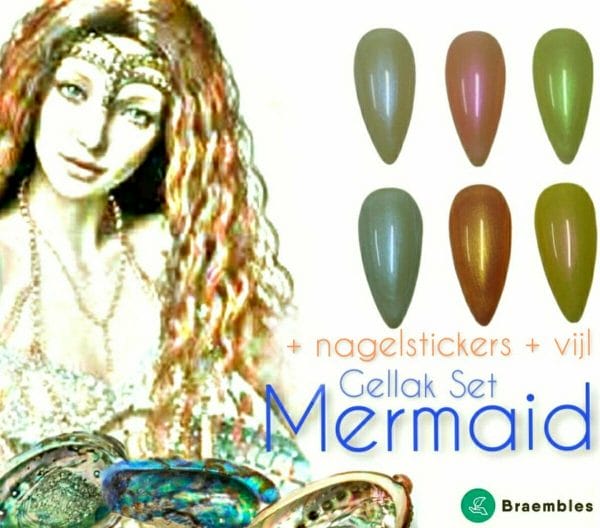 Braembles Gellak Set Mermaid + Gratis Nagelstickers + Nagelvijl - 6-delige Gel Nagellak- Gellac-7.3ML - UV LEDlamp Gellak Set - Gel Nagellak Set - Gel Polish, Nailstickers