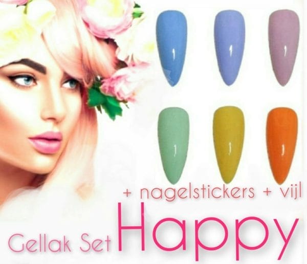 Braembles® -gellak - set - happy + -nagelstickers- + -nagelvijl- 6-delige - gel nagellak - gellak starterspakket - pink gellac - gellac - nagels - 8 ml - uv-ledlamp - sinterklaas -