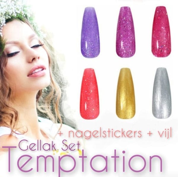 Braembles® -gellak - temptation + -nagelstickers- + -nagelvijl- 6-delige - gel nagellak - gellak starterspakket - pink gellac - nagels - 10ml - uv-ledlamp - sinterklaas -
