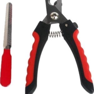 Buzz Products Professioneel Dieren Nagelschaartje - Hond/Kat/Konijn/Vogel/ Cavia/Knaagdier - Incl. Veiligheidsstop & Nagelvijl - Rood-Zwart