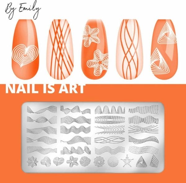 By Emily - Nail Art Stencil | Lijntjes | 30 designs | Stempelen | Nagelkunst | Manicure | Herbruikbaar | Metaal | Duurzaam | Gellak | Tools | Gereedschap | Sjabloon