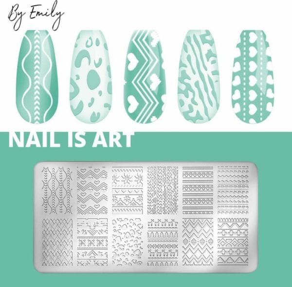 By Emily - Nail Art Stencil | Patronen | 12 designs | Stempelen | Nagelkunst | Manicure | Herbruikbaar | Metaal | Duurzaam | Gellak | Tools | Gereedschap | Sjabloon