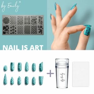 By Emily - Nail Art Stencil & Nagelstempel met schraper | Flowers & Patterns | 12 designs | Stempelen | Nagelkunst | Manicure | Herbruikbaar | Metaal | Duurzaam | Gellak | Tools | Gereedschap | Sjabloon