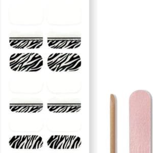 By Emily® Gel Nagel Wraps 'Zebra Frost' - Gellak Stickers - UV Lamp Gelnagels - Langhoudende Nagelstickers - Nail Art Folie - 20 Stickers - UV LED Lamp Vereist