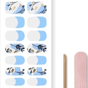 By Emily® Gel Nail Wraps & Gellak Stickers - Blissful Leafy Blue - Nagelstickers - Gel Nagel Folie - DIY Manicure - Langhoudende Nail Art - UV LED Lamp Vereist - Trendy Designs - Nagelstickers Kerst - Kerst Stickers - Veilig voor Nagels - 20 Stickers