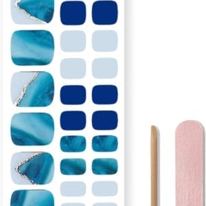 By Emily® Gel Nail Wraps & Gellak Stickers - Blue Lagoon - Nagelstickers - Gel Nagel Folie - DIY Pedicure - Langhoudende Nail Art - UV LED Lamp Vereist - Trendy Designs - Nagelstickers Kerst - Kerst Stickers - Veilig voor Nagels - 32 Stickers