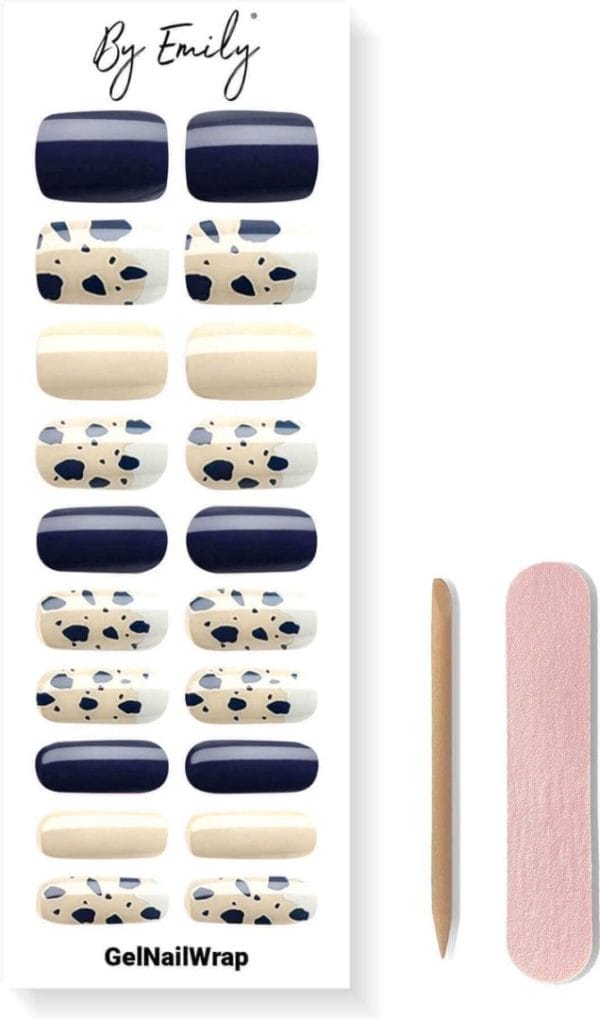 By emily® gel nail wraps & gellak stickers - blue moo - nagelstickers - gel nagel folie - diy manicure - langhoudende nail art - uv led lamp vereist - trendy designs - nagelstickers kerst - kerst stickers - veilig voor nagels - 20 stickers