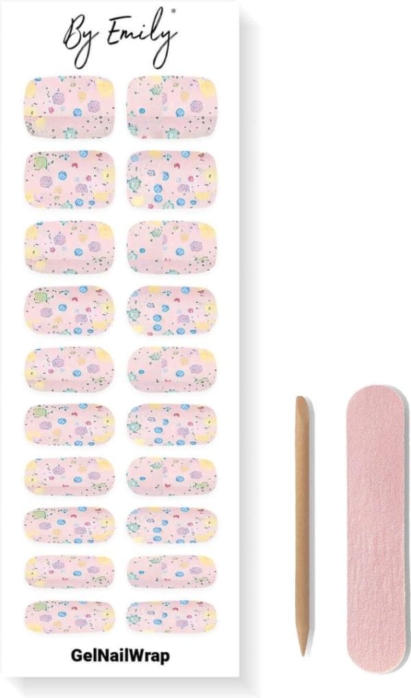 By emily® gel nail wraps & gellak stickers - bubbly rosé - nagelstickers - gel nagel folie - diy manicure - langhoudende nail art - uv led lamp vereist - trendy designs - nagelstickers kerst - kerst stickers - veilig voor nagels - 20 stickers