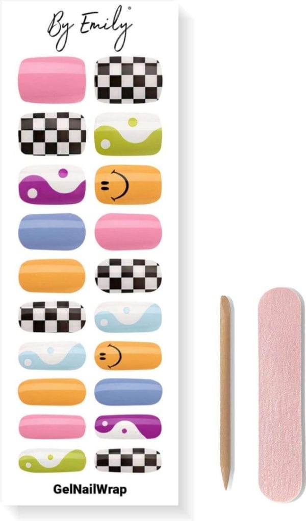 By emily® gel nail wraps & gellak stickers - chromatic harmony - nagelstickers - gel nagel folie - diy manicure - langhoudende nail art - uv led lamp vereist - trendy designs - nagelstickers kerst - kerst stickers - veilig voor nagels - 20 stickers