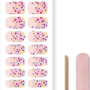 By Emily® Gel Nail Wraps & Gellak Stickers - Confetti Carnival - Nagelstickers - Gel Nagel Folie - DIY Manicure - Langhoudende Nail Art - UV LED Lamp Vereist - Trendy Designs - Nagelstickers Kerst - Kerst Stickers - Veilig voor Nagels - 20 Stickers