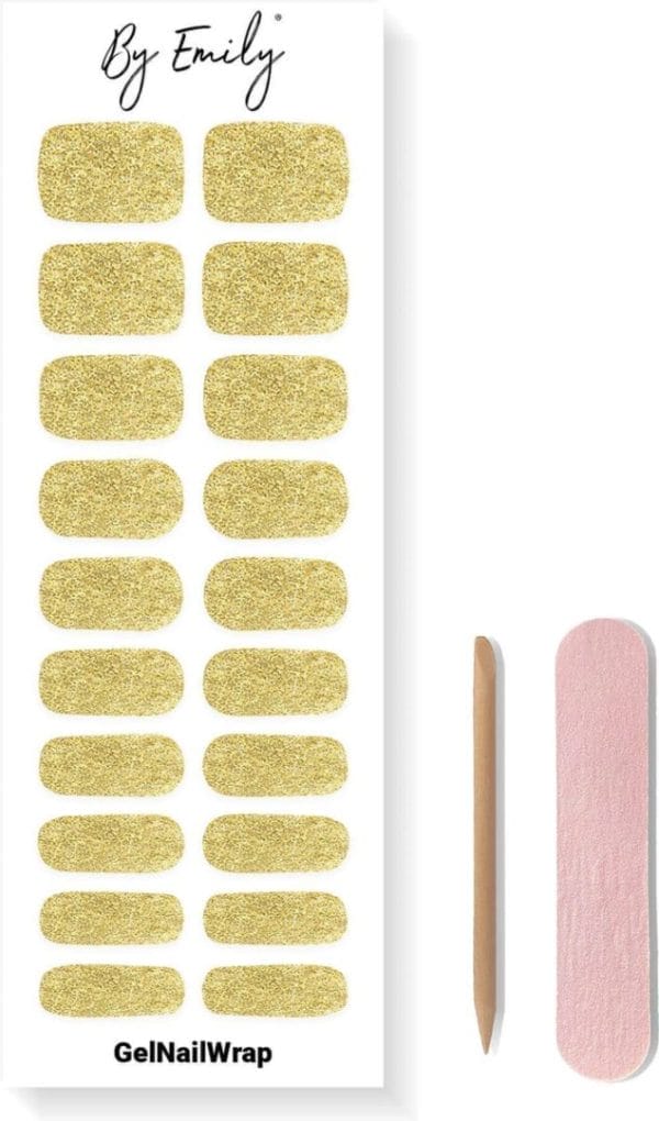 By emily® gel nail wraps & gellak stickers - golden glitz - nagelstickers - gel nagel folie - diy manicure - langhoudende nail art - uv led lamp vereist - trendy designs - springnails- lente - nagels inspiratie - veilig voor nagels - 20 stickers