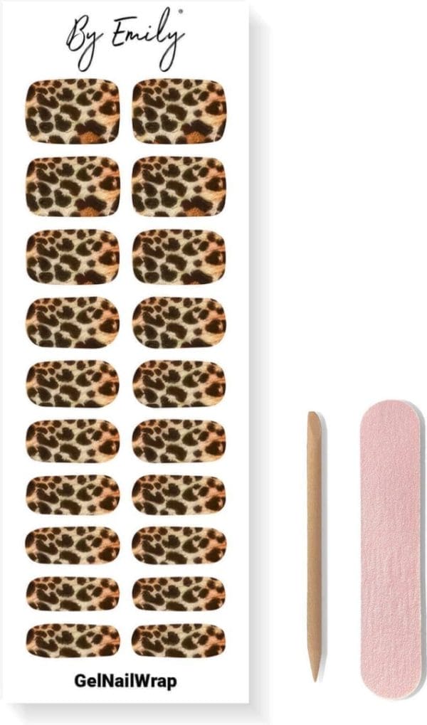 By emily® gel nail wraps & gellak stickers - leopard deluxe - nagelstickers - gel nagel folie - diy manicure - langhoudende nail art - uv led lamp vereist - trendy designs - nagelstickers kerst - kerst stickers - veilig voor nagels - 20 stickers