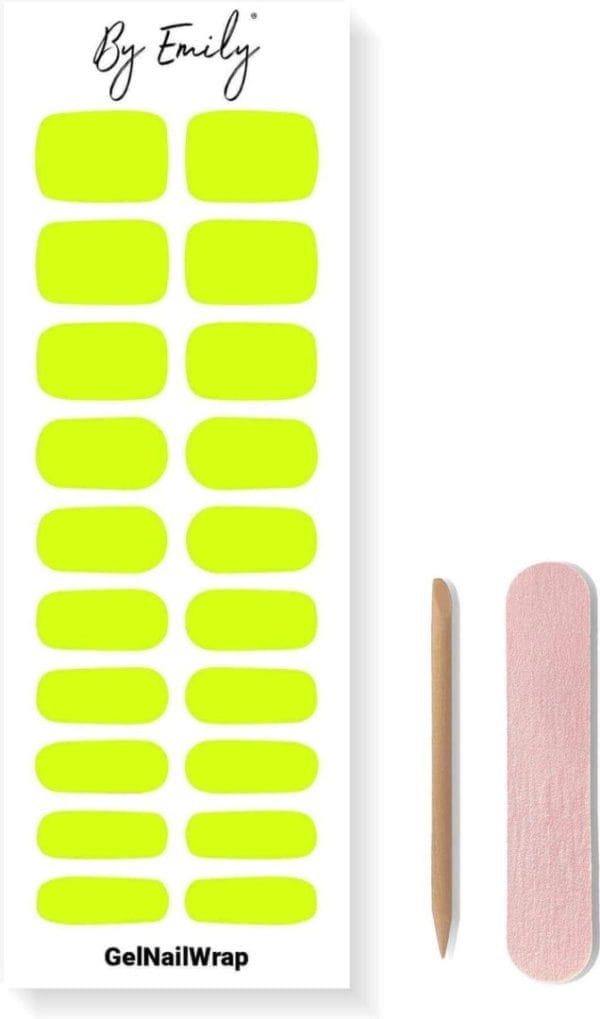By emily® gel nail wraps & gellak stickers - neon eden lime - nagelstickers - gel nagel folie - diy manicure - langhoudende nail art - uv led lamp vereist - trendy designs - nagelstickers kerst - kerst stickers - veilig voor nagels - 20 stickers