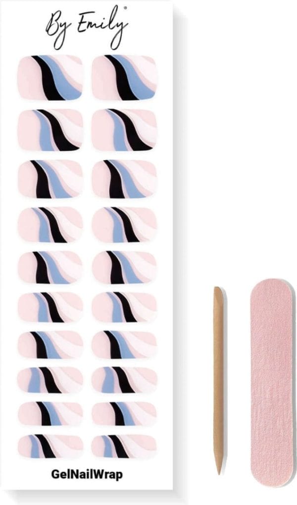 By emily® gel nail wraps & gellak stickers - pink current - nagelstickers - gel nagel folie - diy manicure - langhoudende nail art - uv led lamp vereist - trendy designs - nagelstickers kerst - kerst stickers - veilig voor nagels - 20 stickers