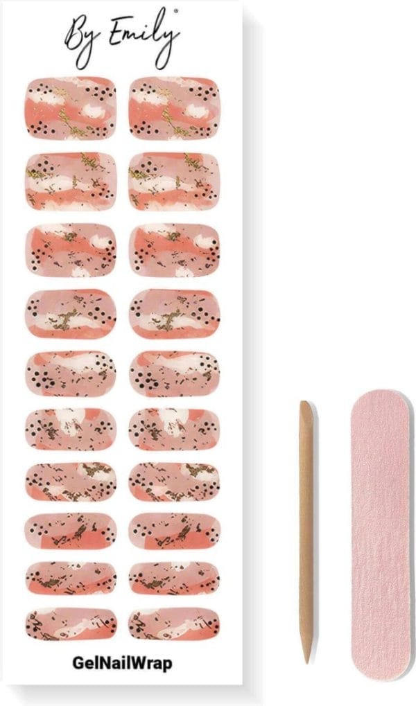 By emily® gel nail wraps & gellak stickers - pink swirl - nagelstickers - gel nagel folie - diy manicure - langhoudende nail art - uv led lamp vereist - trendy designs - springnails- lente - nagels inspiratie - veilig voor nagels - 20 stickers
