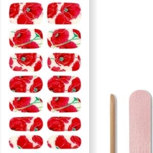 By Emily® Gel Nail Wraps & Gellak Stickers - Red Blossom - Nagelstickers - Gel Nagel Folie - DIY Manicure - Langhoudende Nail Art - UV LED Lamp Vereist - Trendy Designs - Nagelstickers Kerst - Kerst Stickers - Veilig voor Nagels - 20 Stickers